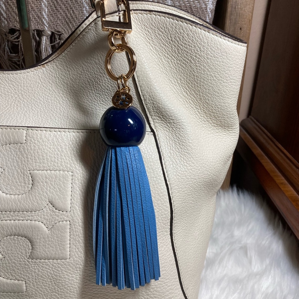EUC 🦋Tory Burch Blue Tassel Bag Charm/Keychain